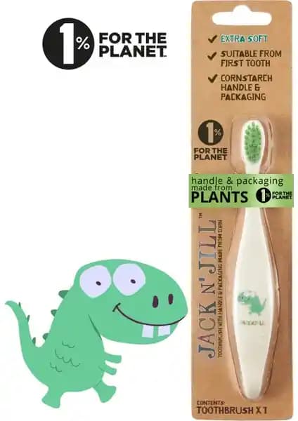 Jack N' Jill Dino Tamamen Doğal Çocuk Diş Fırçası: Doğa Dostu Kompostlanabilir Tasarım ve Ağız Sağlığı