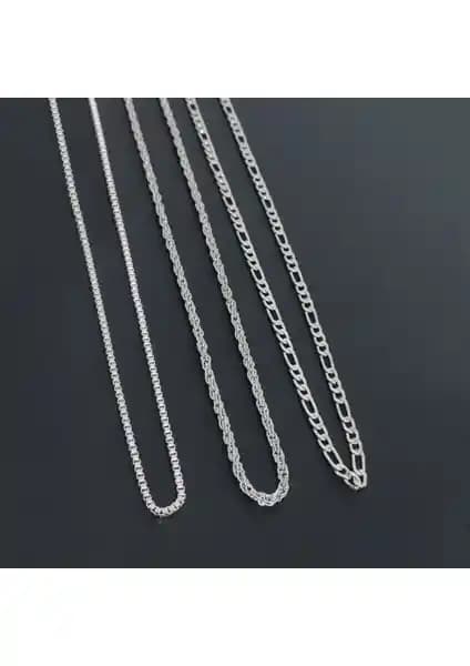 The Collection Gümüş Kaplama Burgu Figaro Üçlü Kolye Set ile Kum Saati Kolye Karşılaştırma