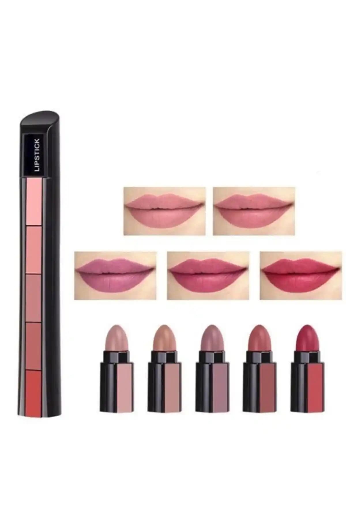 Matruşka Kalem Model Ruj Seti 5'li Çok Renkli ve Pratik Kullanım İçin Uygun