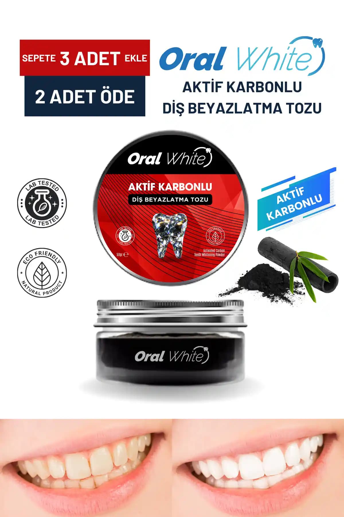 Oral White Aktif Karbonlu Diş Beyazlatma Tozu: Güvenli ve Etkili Ağız Bakım Ürünü