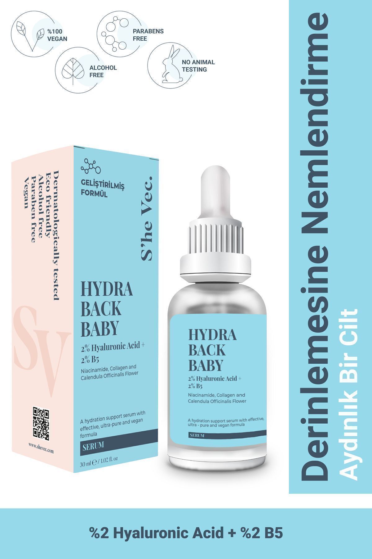 HYDRA BACK BABY - Hyaluronik Asit Yoğun Nemlendirici ve Dolgunlaştırıcı Cilt Serumu 30ml