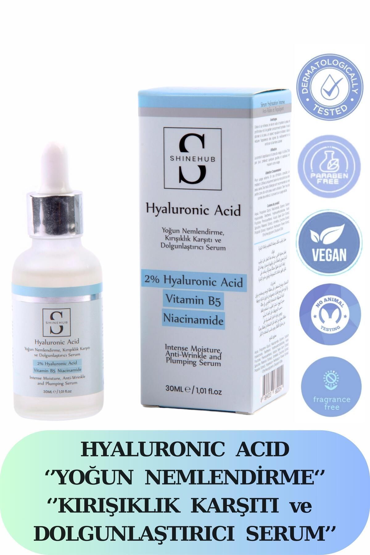 Hyaluronik Asit Serum - Yoğun Nemlendirme, Kırışıklık Karşıtı, Dolgunlaştırıcı Hyaluronic Acid B5