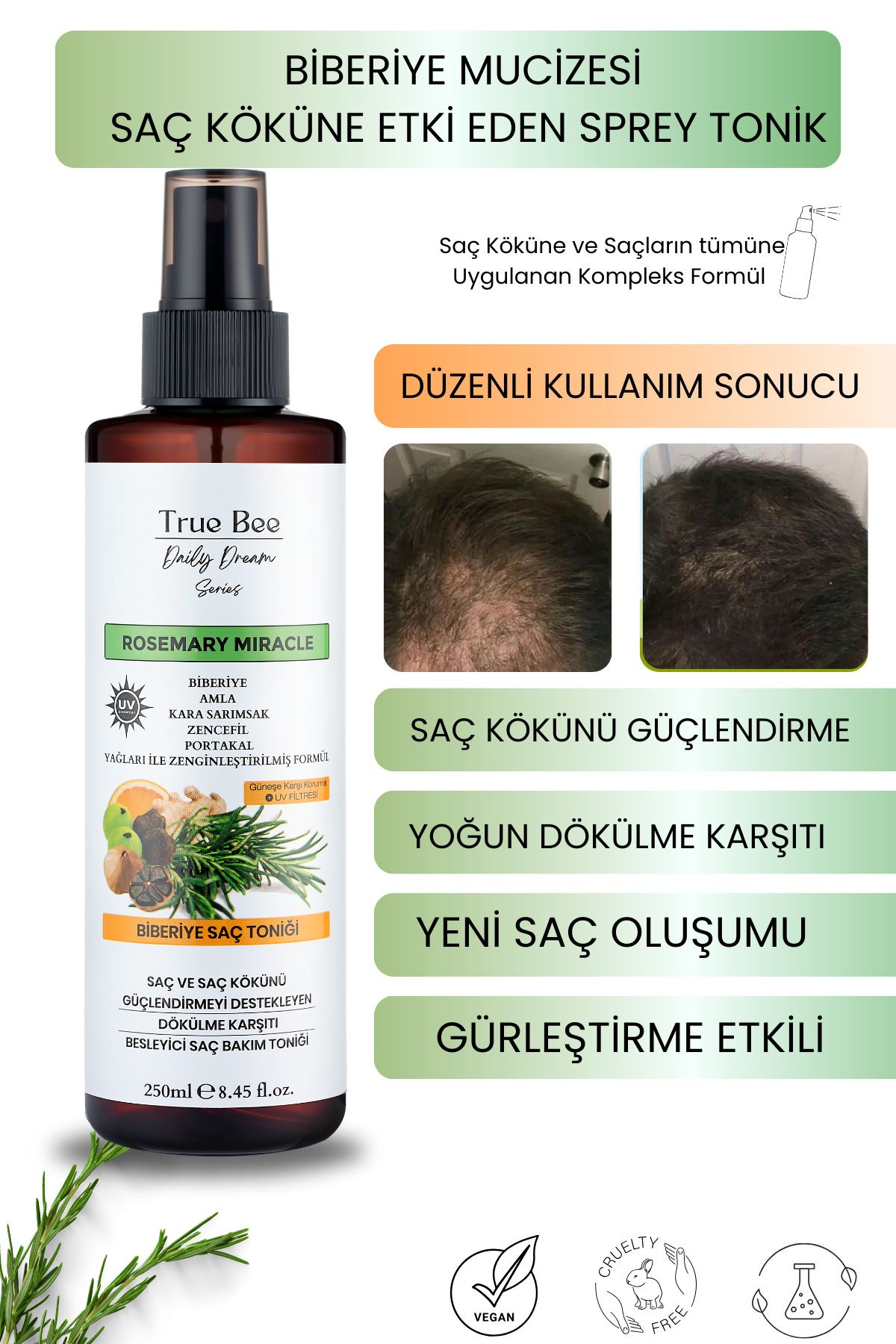 Daily Dream Series | Saç Oluşumunu Destekleyen Kök Güçlendirici Biberiye Kompleks Tonik 250 ml