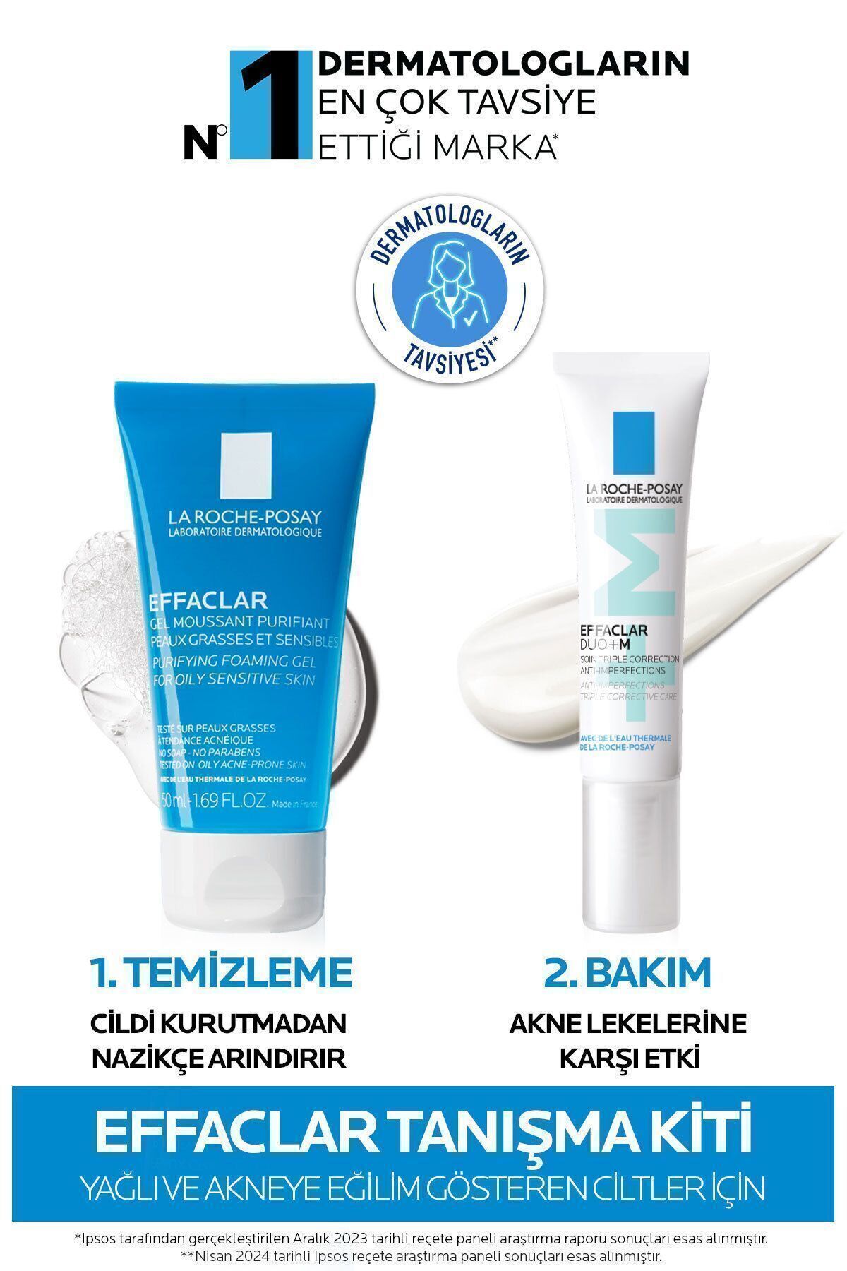 Yağlı/Akneye Eğilimli Ciltler İçin Effaclar Cilt Bakım Seti:Effaclar Yüz Yıkama Jel&Effaclar DuoM+