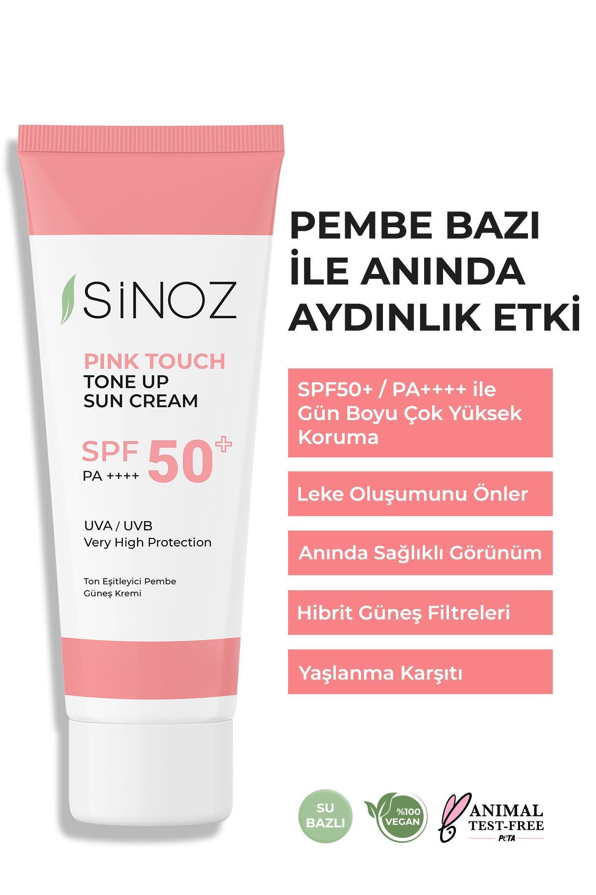 Pink Touch Spf 50 Cilt Aydınlatıcı Ton Eşitleyici Pembe Yüz Güneş Kremi 50 ml Tüm Ciltler Için