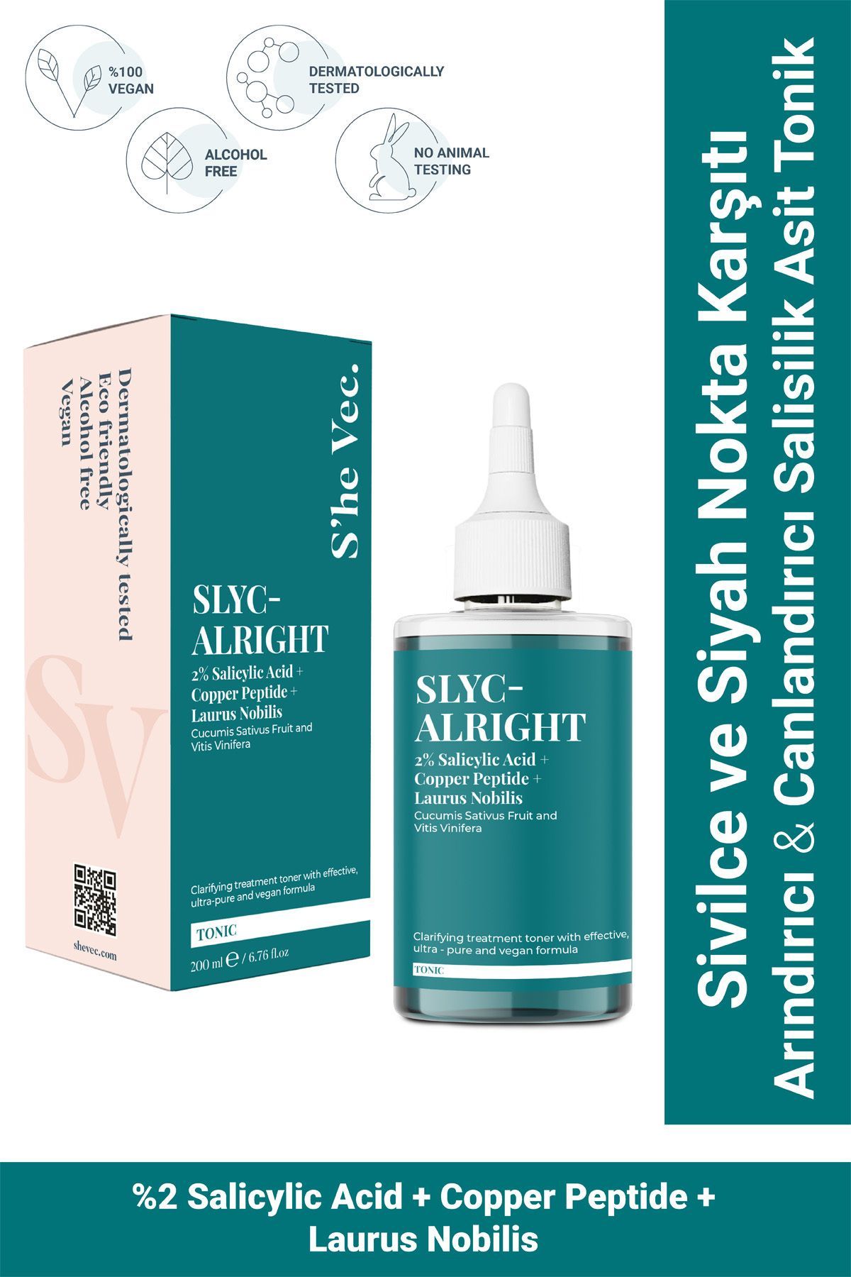 SLYC-ALRIGHT-Salisilik Asit Sivilce ve Siyah Nokta Karşıtı Arındırıcı & Canlandırıcı Bha Tonik 200ml