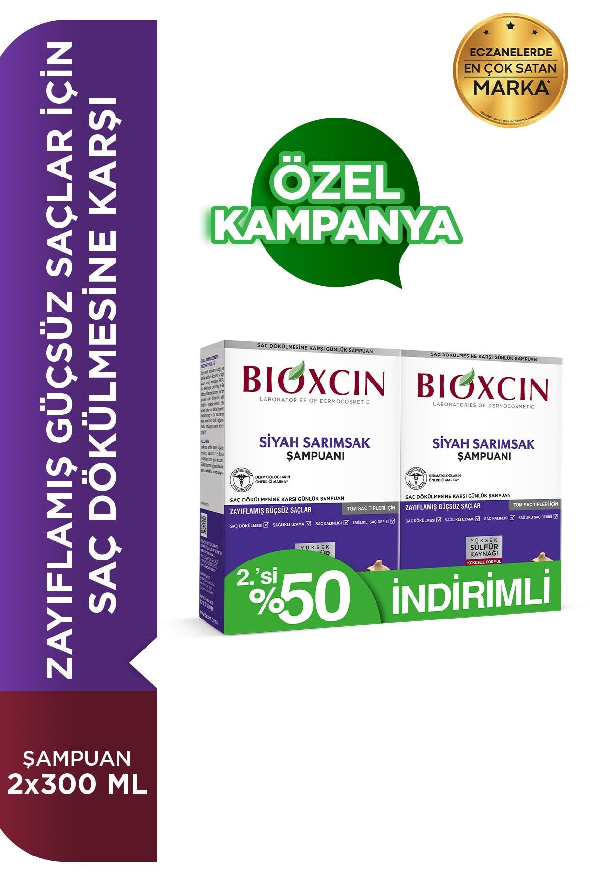 Siyah Sarımsaklı Şampuan 2'li Paket 300 Ml