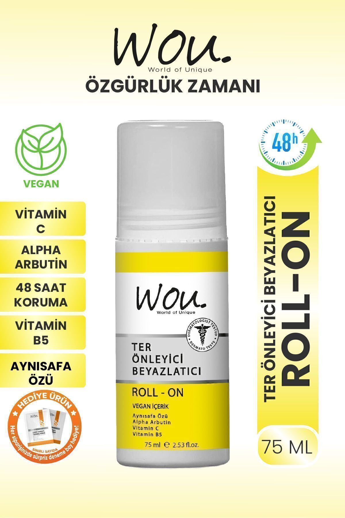 Wou Ter Önleyici Beyazlatıcı Roll-on Deodorant 75 ml