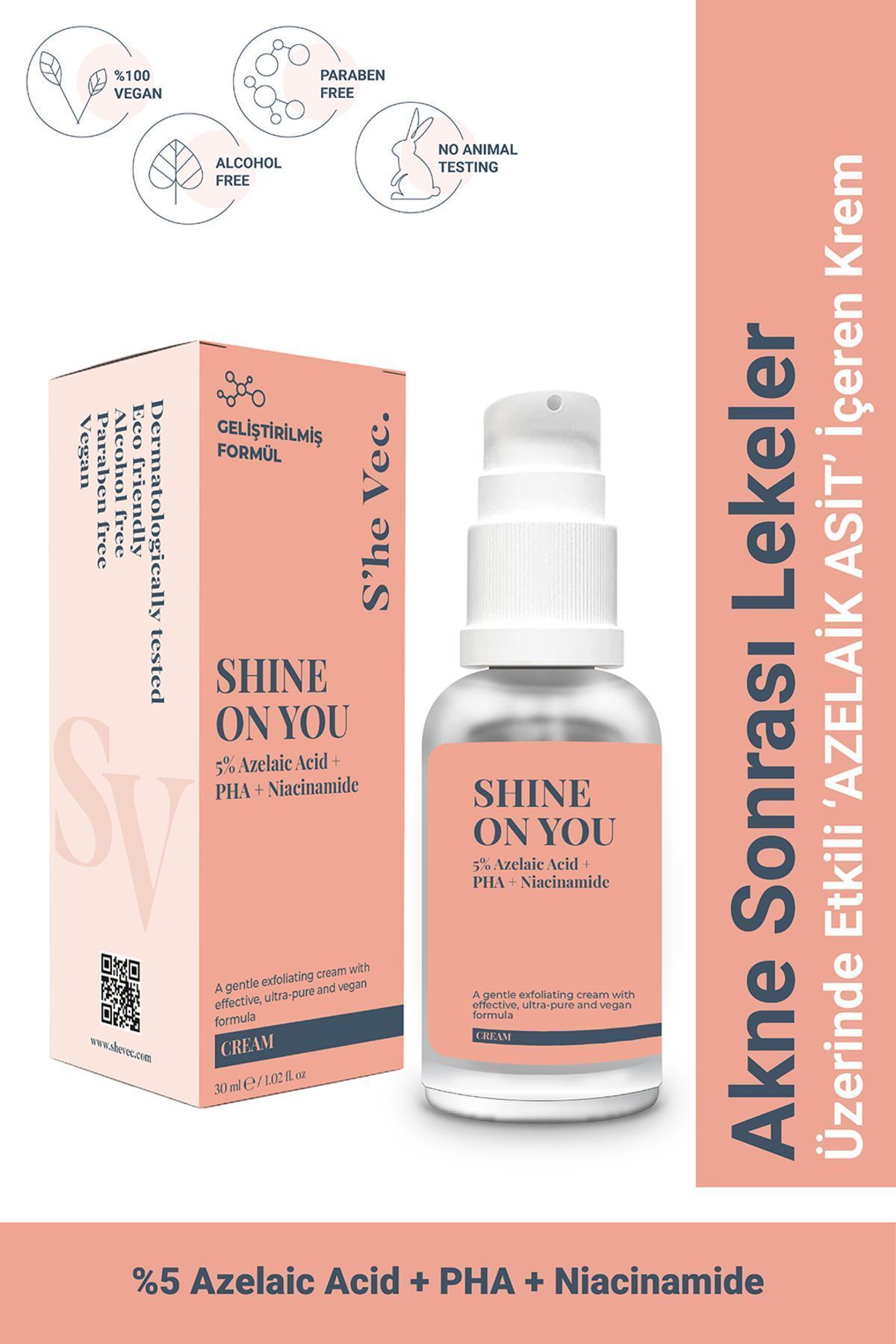 SHINE ON YOU - Azelaik Asit Hassas Ciltler İçin Akne ve Leke Karşıtı Bariyer Koruyucu Krem 30ml