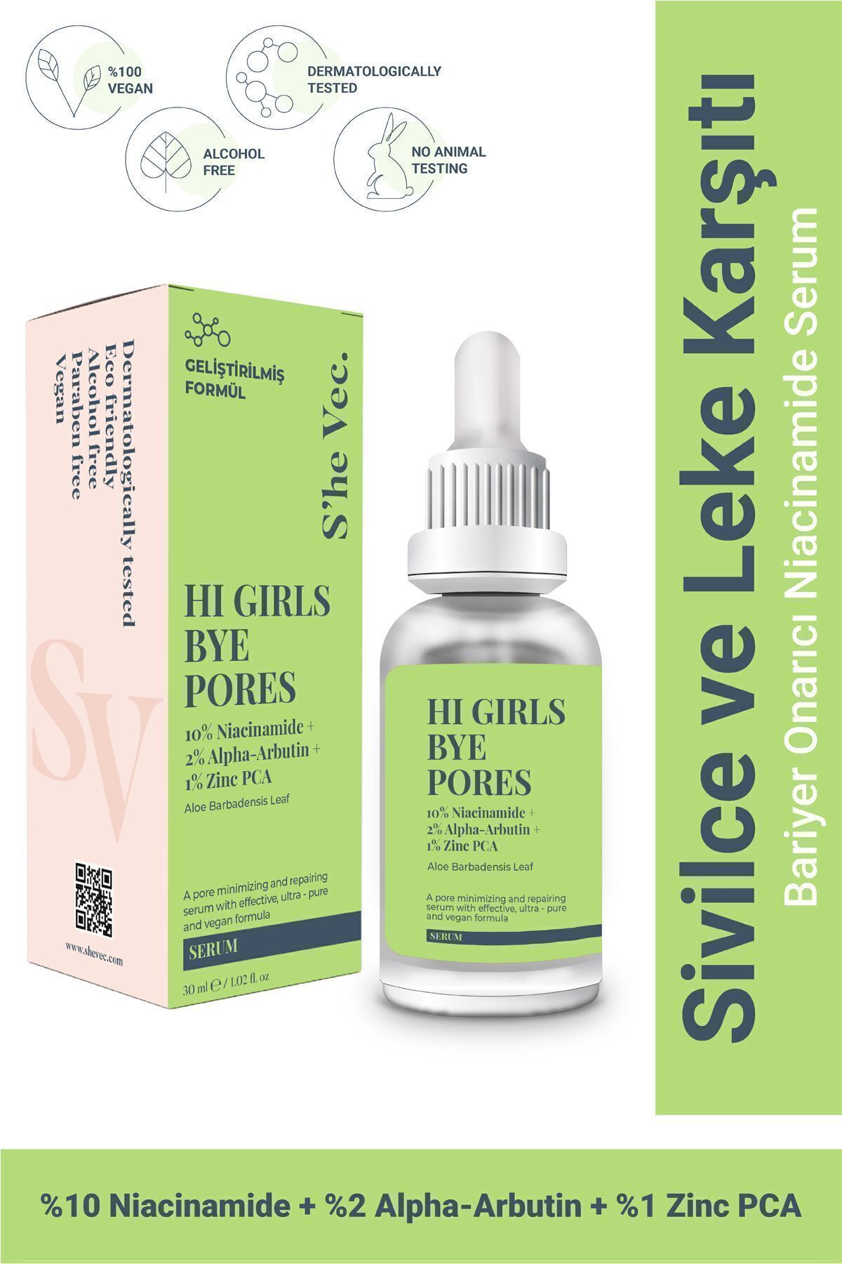 HI GIRLS BYE PORES - Sivilce Ve Leke Karşıtı Arbutin %2 Niacinamide %10 ZİNC PCA %1 Serum 30 ml