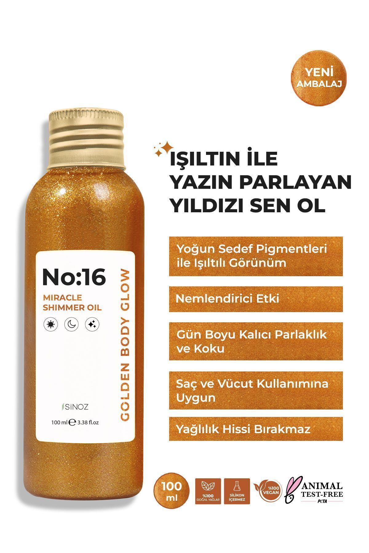 No:16 Mucizevi Işıltılı Saç Ve Vücut Bakım Yağı 100 Ml - Parıltılı Nemlendirici Bakım