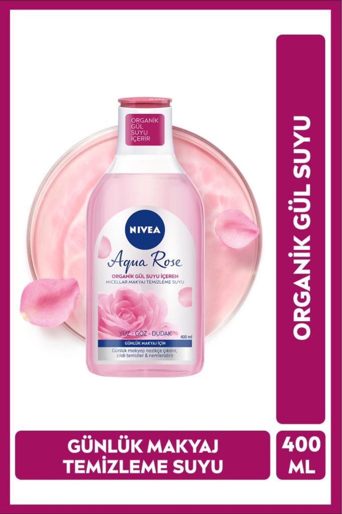 Aqua Rose Organik Gül Suyu İçeren Micellar Makyaj Temizleme Suyu 400ml, Günlük Makyaj, Nemlendirici