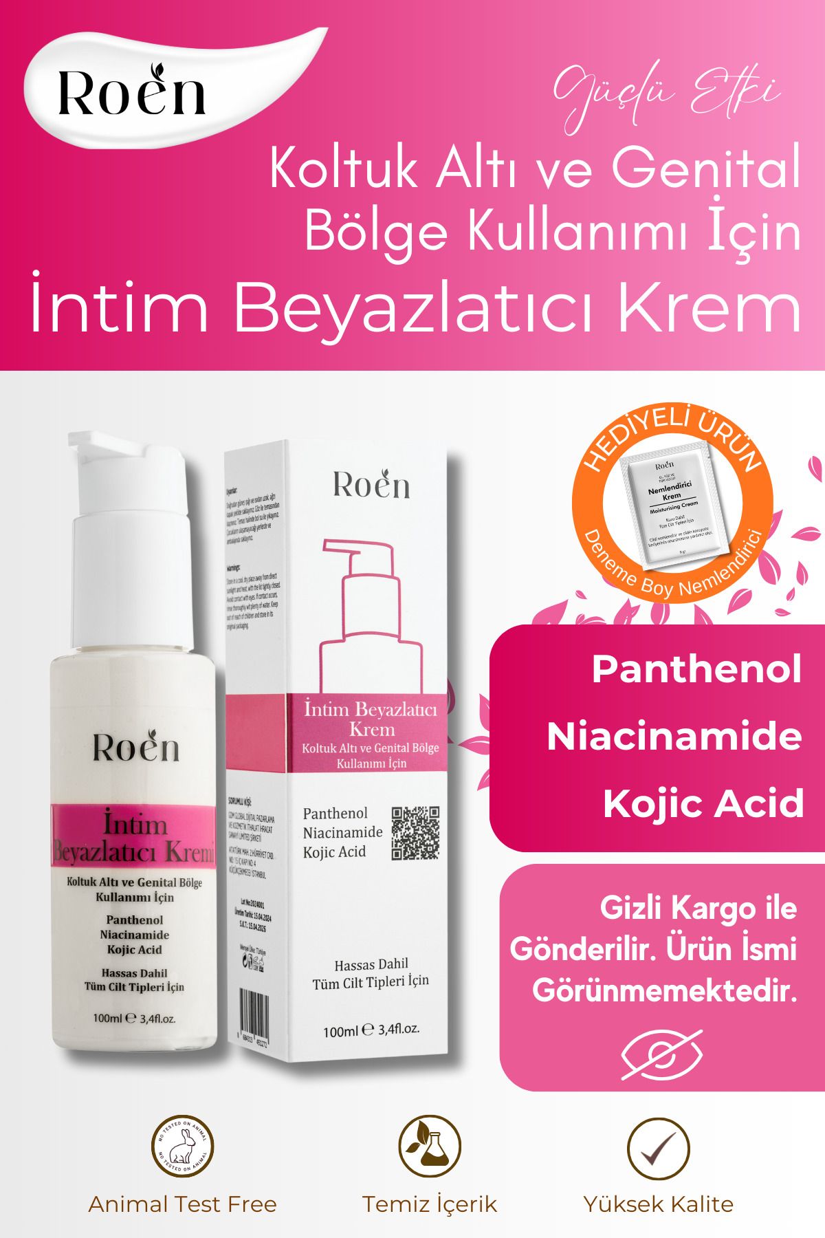 Genital Bölge Beyazlatıcı Krem, Kojik Asit & Niacinamide İçerikli İntim Beyazlatıcı Krem 100 ml