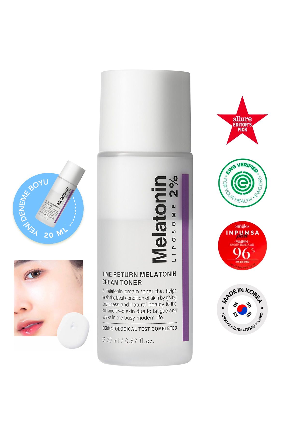 %2 Melatonin Içeren Çift Fazlı Yorgunluk Karşıtı Krem Tonik Melatonin Cream Toner 20 ml