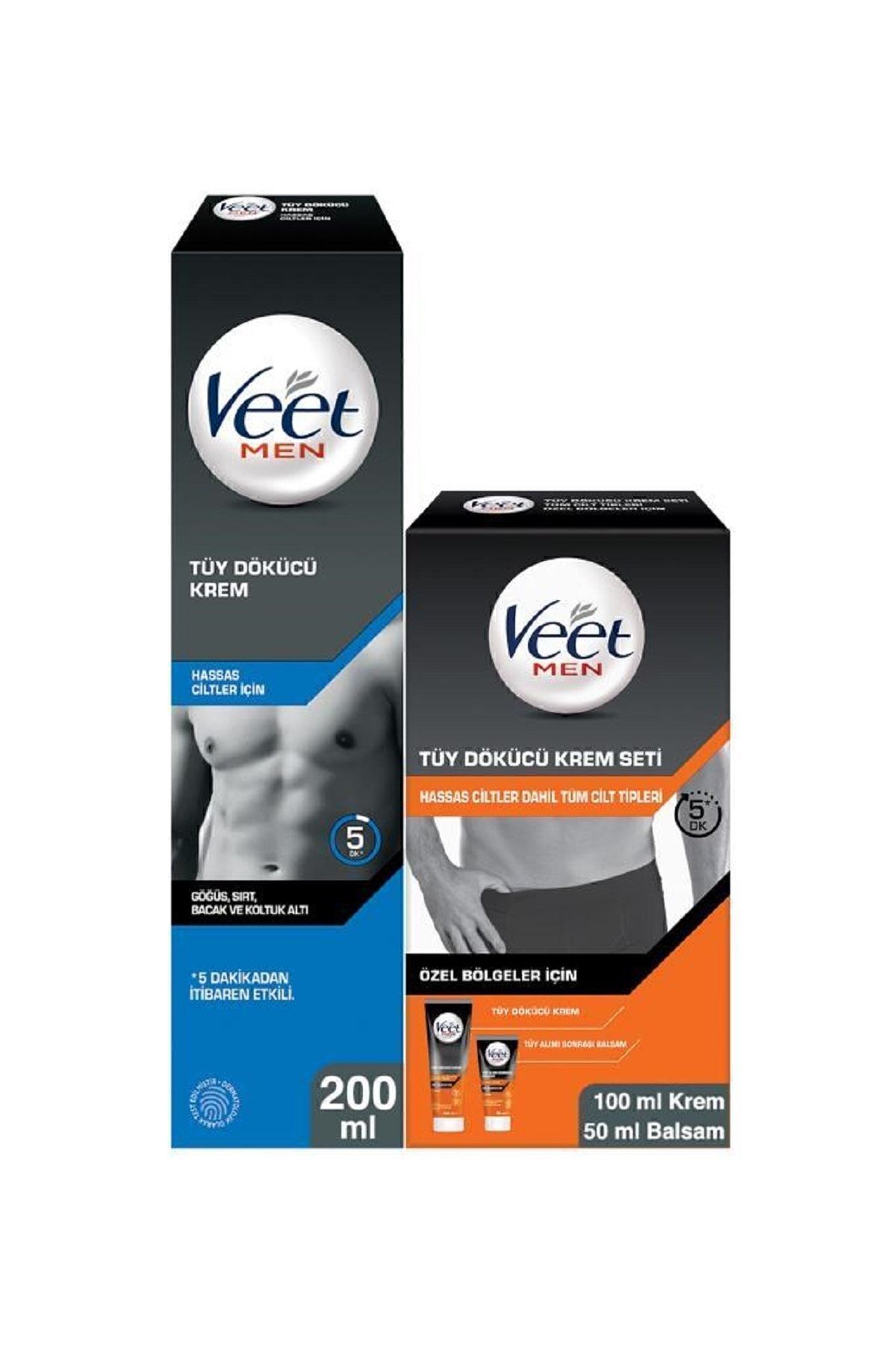 Men Tüy Dökücü Krem Hassas Ciltler 200ml + Özel Bölgeler İçin Tüy Dökücü Krem Seti 100&50 ml