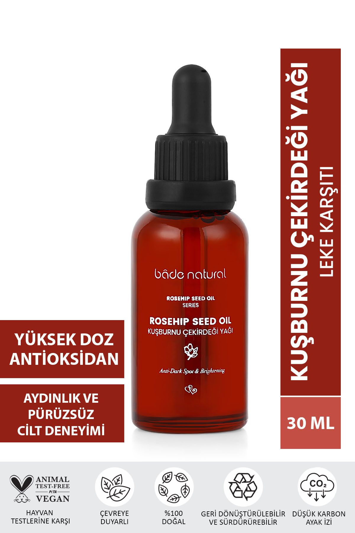 Kuşburnu Çekirdeği Yağı Soğuk Sıkım Leke Karşıtı Ve Aydınlatıcı %100 Saf 30 ml