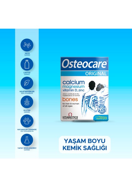 Osteocare Kalsiyum,Magnezyum, Çinko, D vitamini İçeren Kemik Sağlığı Vitamini 90 Tablet