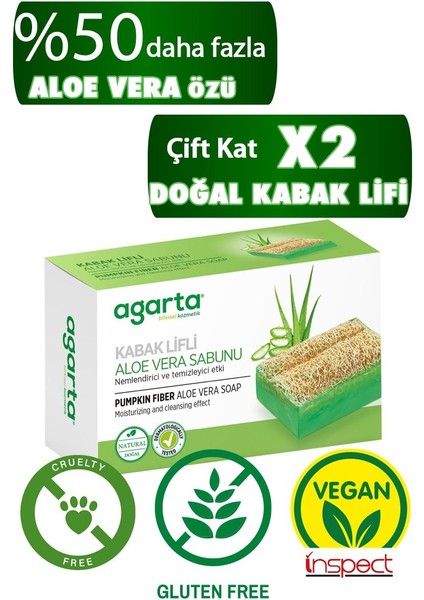 Agarta Doğal Kabak Lifli El Yapımı Aloe Vera Sabunu 125g