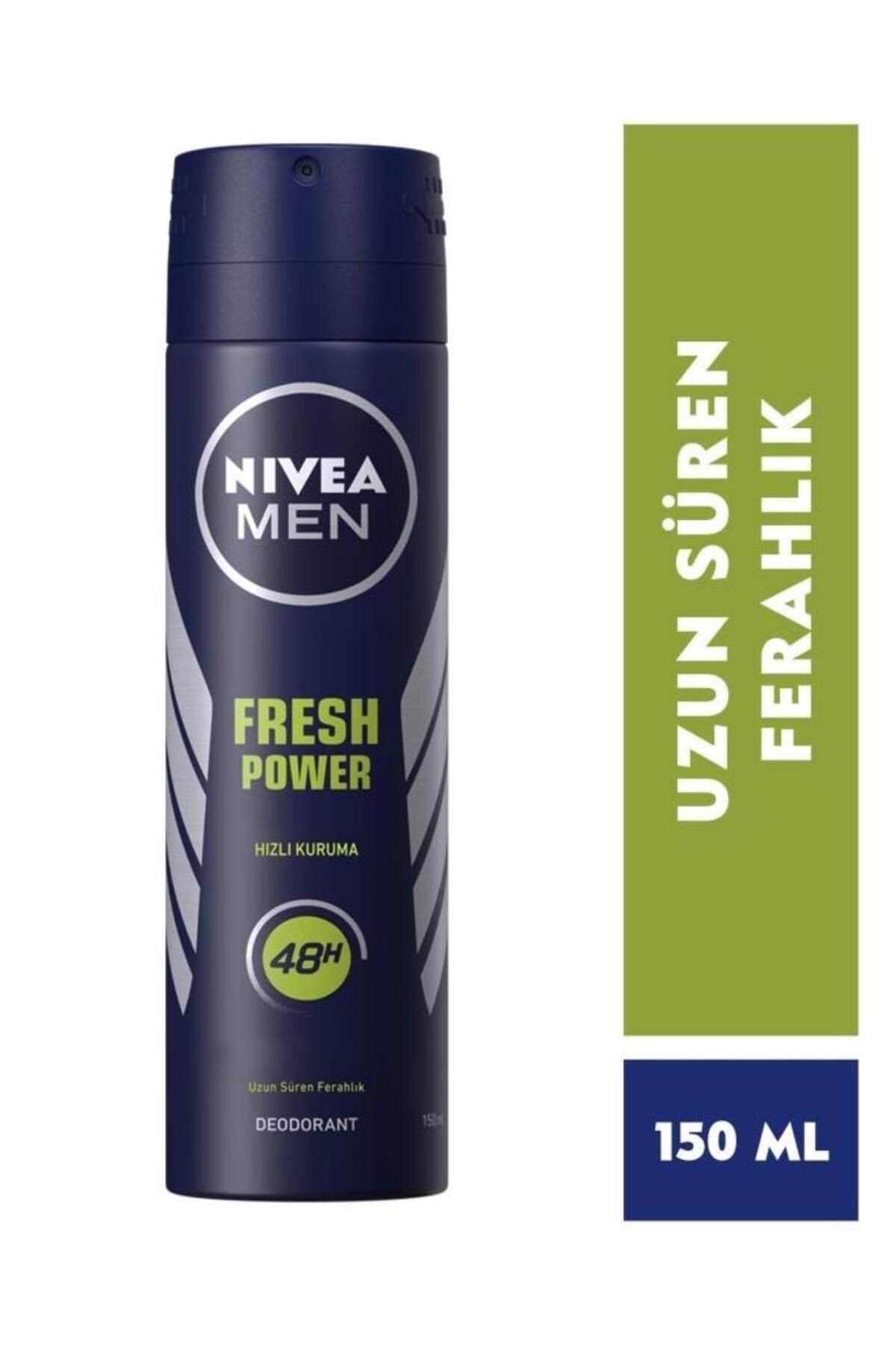 NIVEA MEN Erkek Sprey Deodorant Fresh Power 150ml, Ter Korumasına Karşı 48 Saat Koruma, Hızlı Kuruma