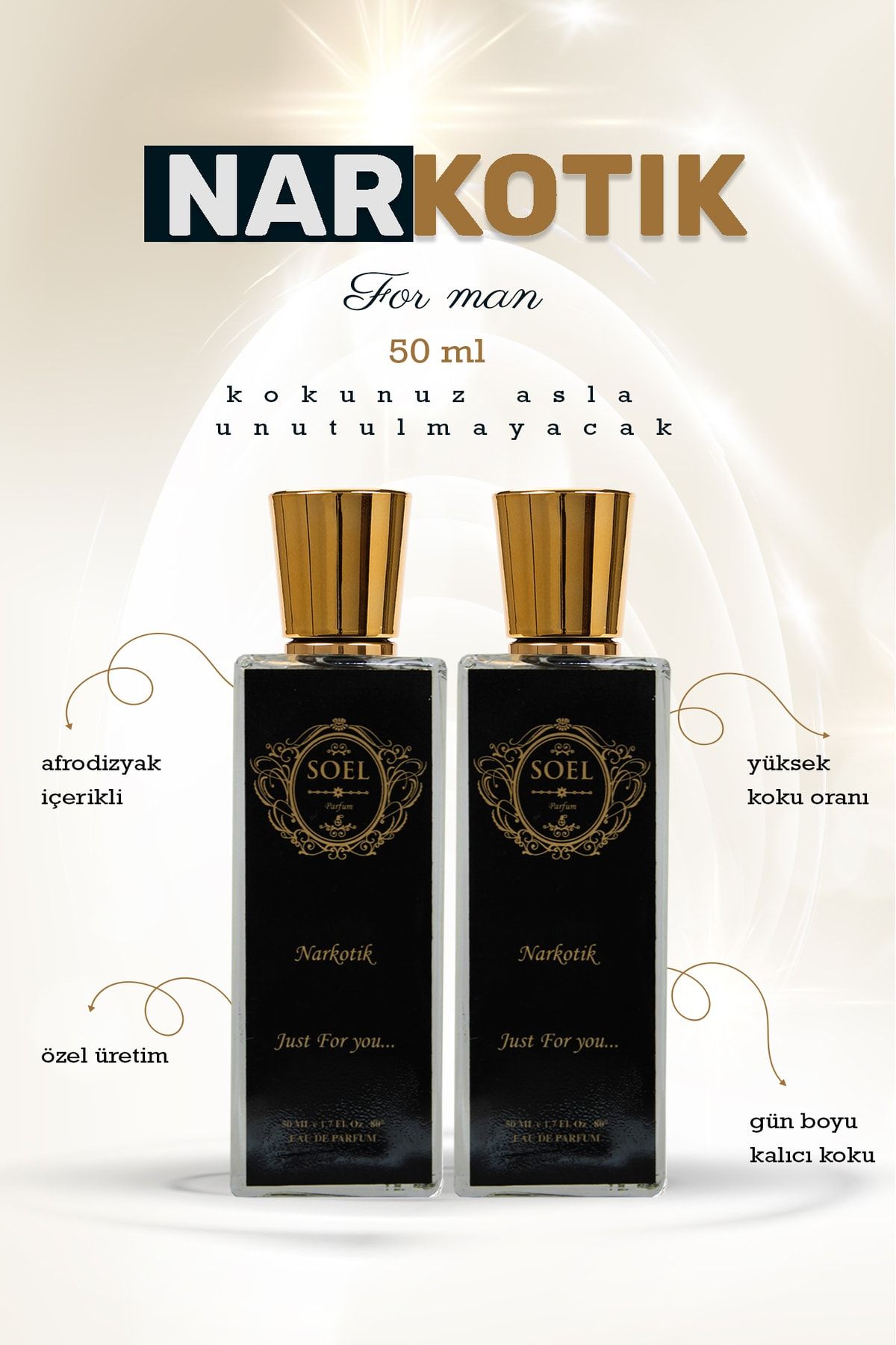 Soel Parfüm Narkotik Erkek Parfüm Eau De Parfume 2 Adet 50+50 ml