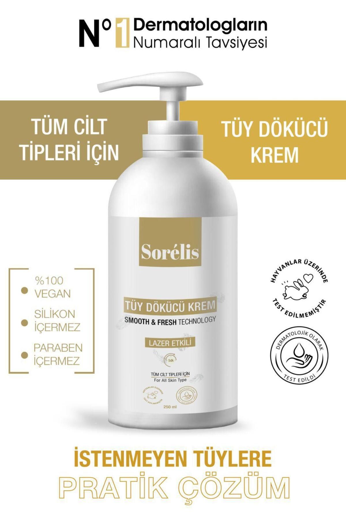 Sorelis Lazer Etkili Tüy Dökücü Ve Tüy Azaltıcı Epilasyon Krem Tüm Cilt Tipleri Için (ÖZEL FORMÜL) 250 ml