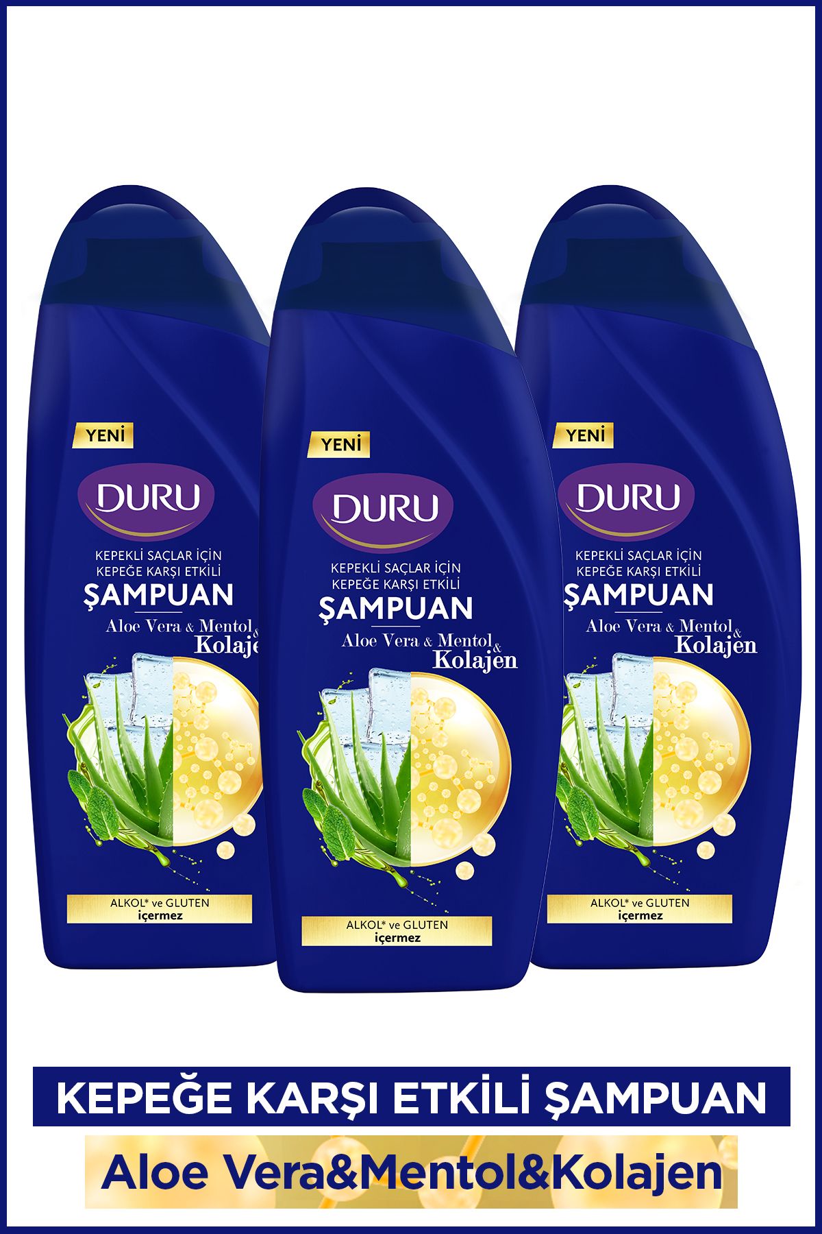 Duru Aloe Vera&mentol&kolajen Kepeğe Karşı Etkili Şampuan 3x500 ml