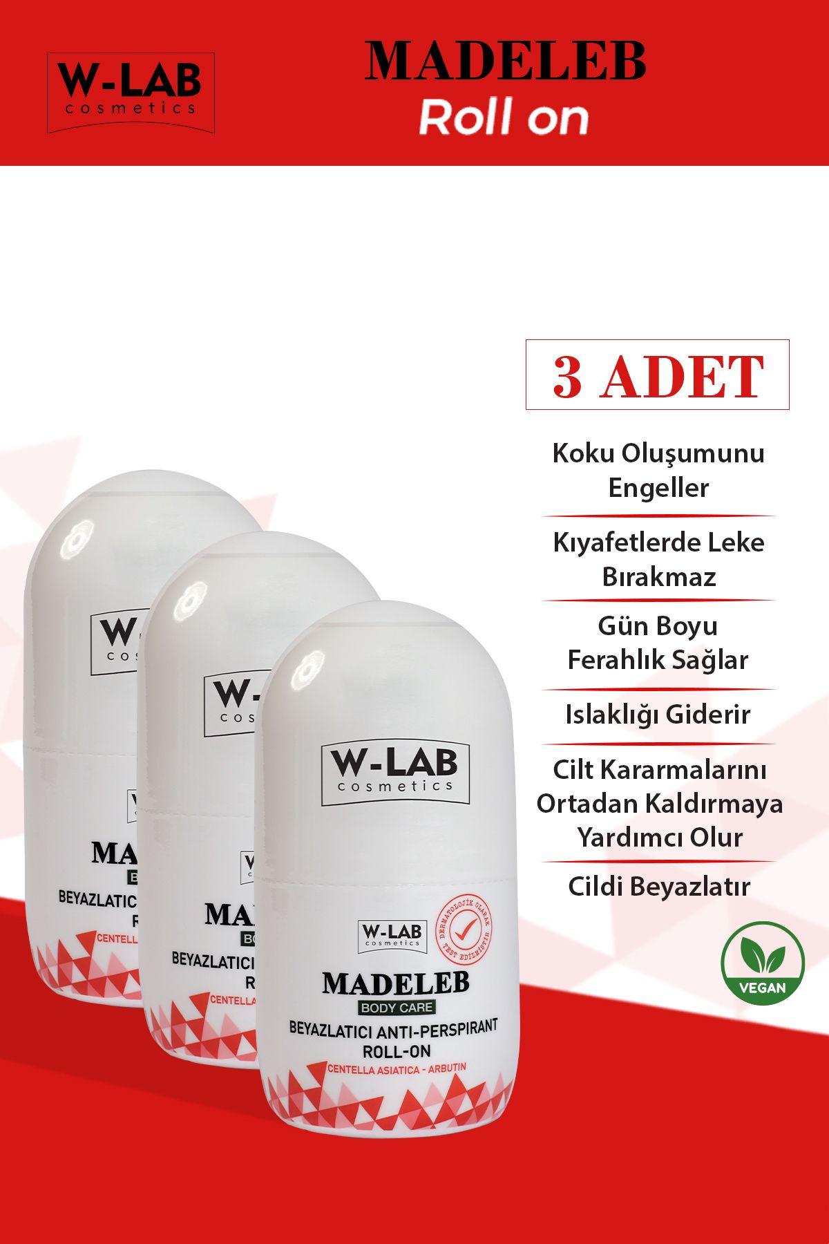 W-Lab Kozmetik Madeleb Roll On 3 Lü Set