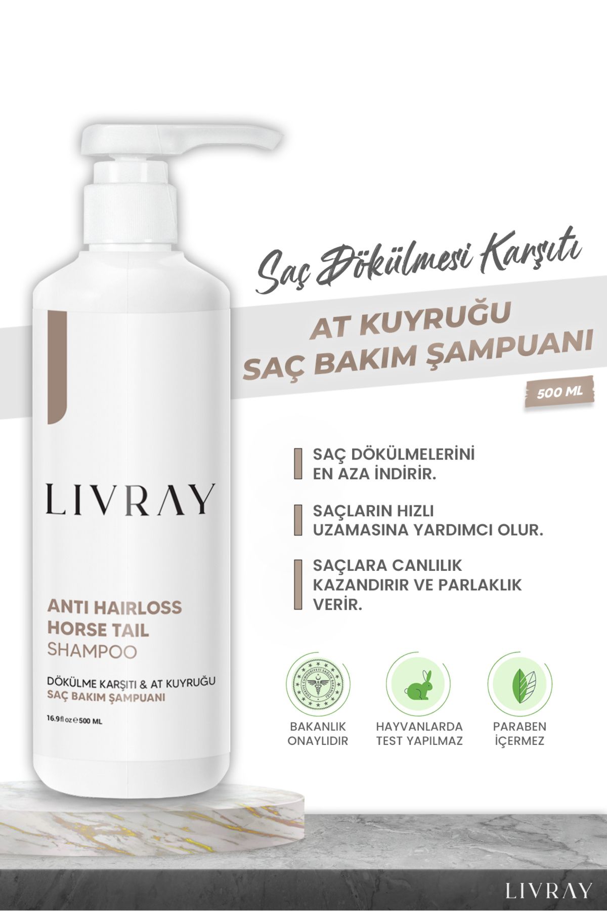 Livray At Kuyruğu Şampuanı - Saç Dökülmesi Karşıtı Ve Hızlı Uzama Etkili (500 ML)