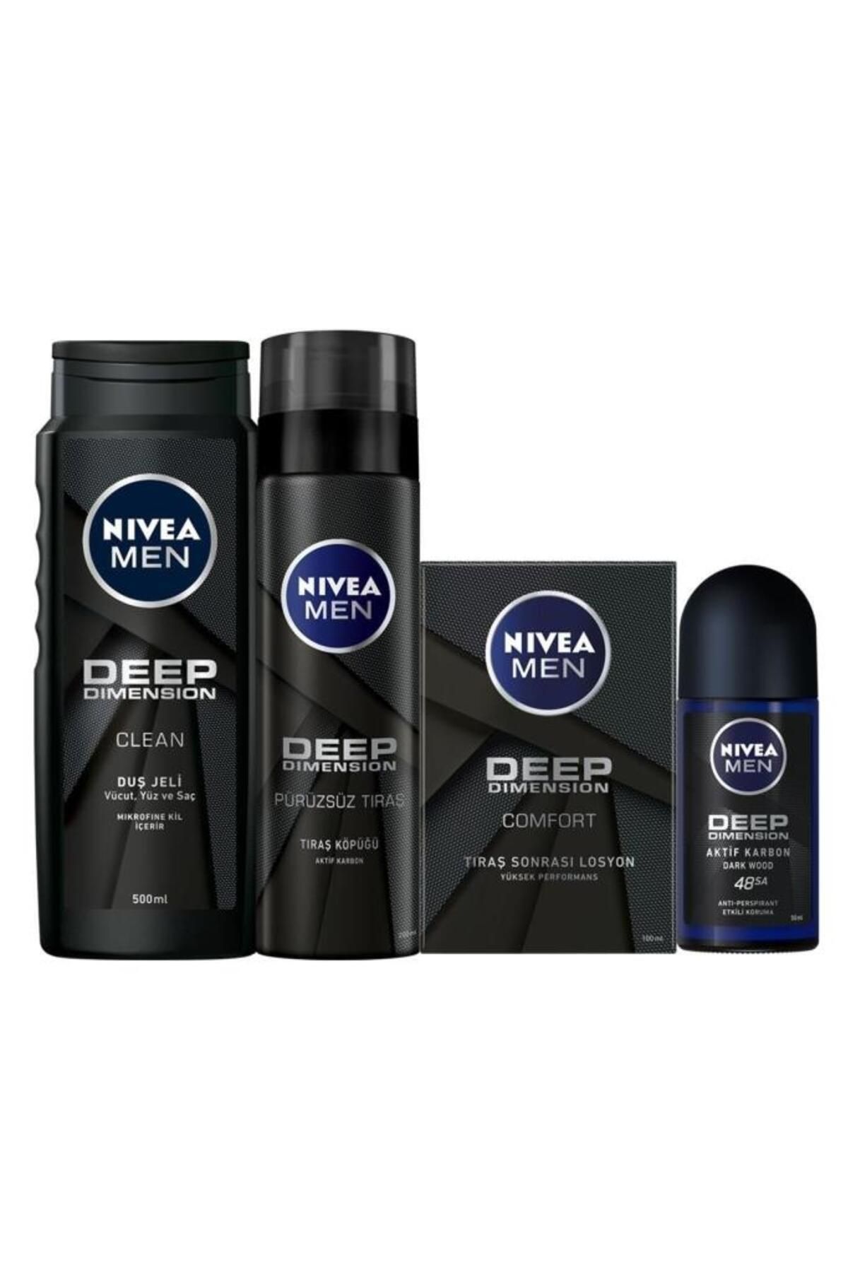 NIVEA Erkek Cilt Bakım Seti ( Deep Losyon Deep Tıraş Köpüğü Deep Roll On Deep Duş Jeli)