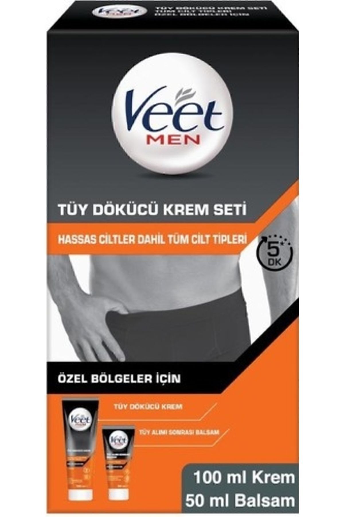 Veet Men Erkek Özel Bölgeler İçin Tüy Dökücü Krem Seti Tüm Cilt Tipleri İçin 100 + 50 ml