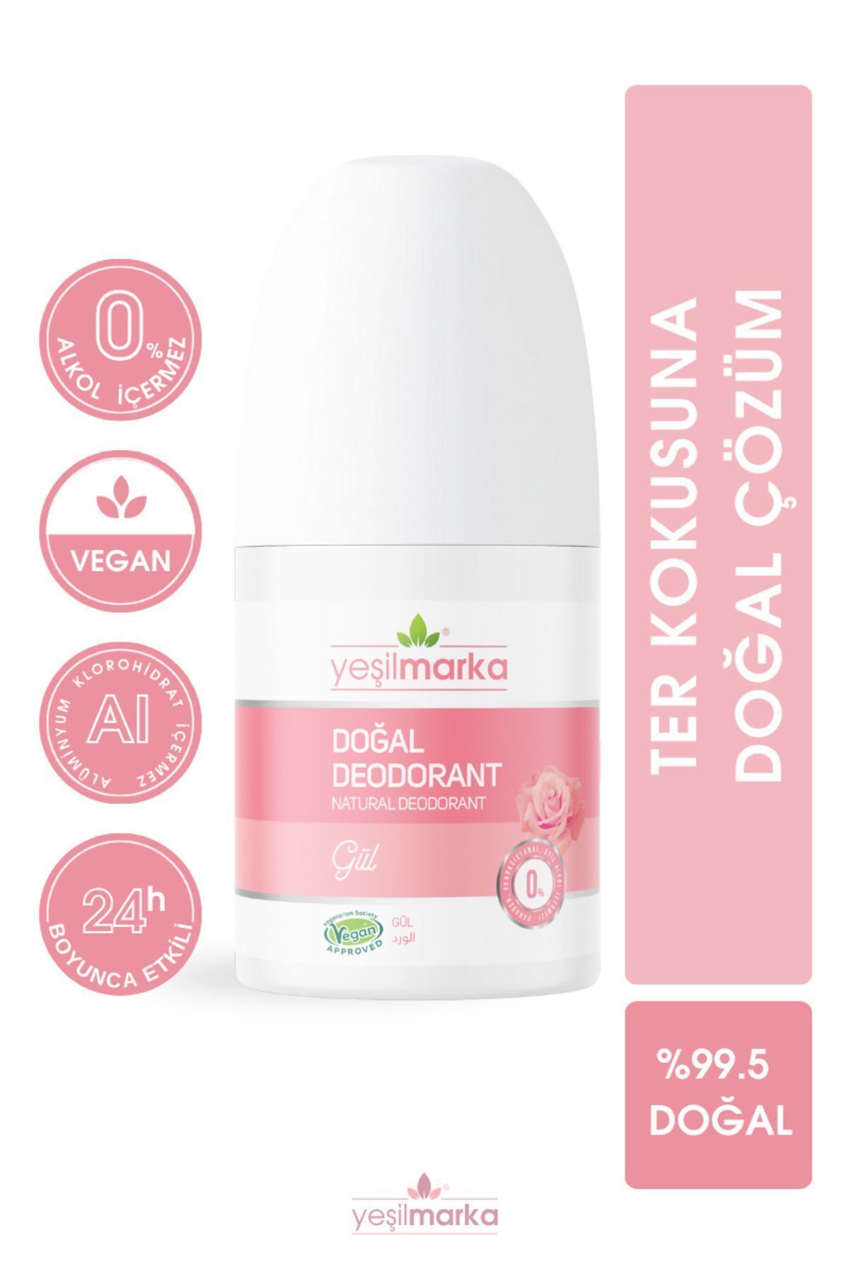 yeşilmarka Doğal Roll On Gül Deodorant %100 Bitkisel Ve Vegan Ter Kokusu Önleyici