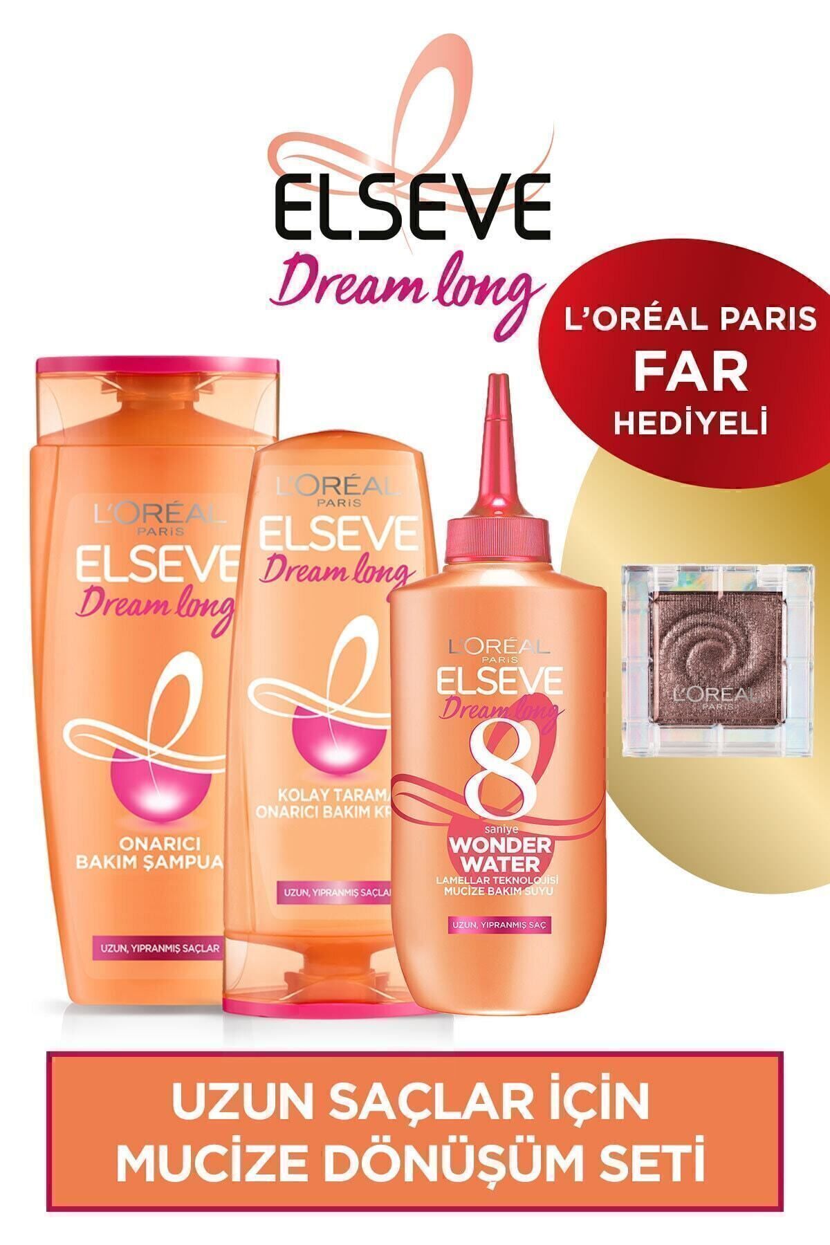 Elseve Dream Long Onarıcı Bakım Şampuanı 450ml&saç Bakım Kremi 360ml&wonder Water Mucize Bakım Suyu 200ml