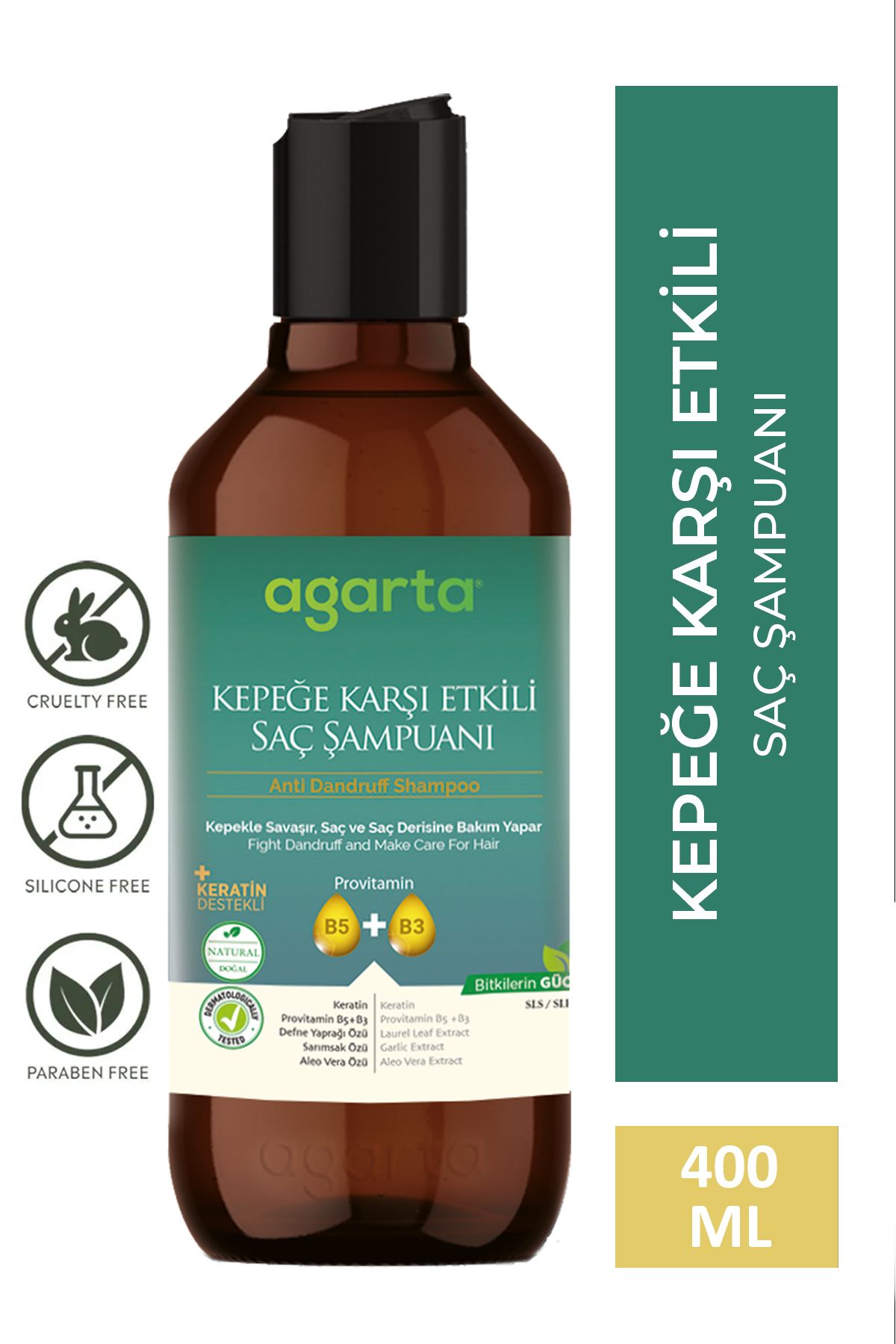 Agarta Doğal Kepeğe Karşı Etkili Şampuan 400 ml (VEGAN,TUZSUZ)