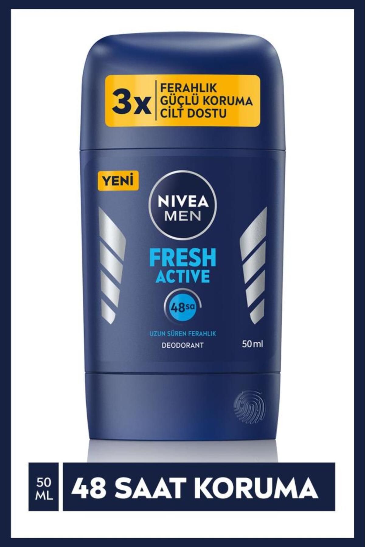 NIVEA Men Erkek Stick Deodorant Fresh Active 50ml, Ter Ve Ter Kokusuna Karşı 48 Saat Deodorant Korum