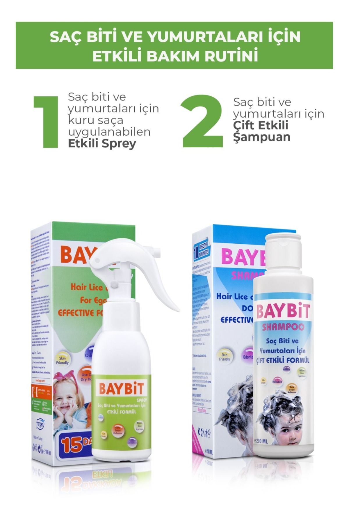 BAYBİT Saç Biti Bit Spreyi 100 Ml + Bit Şampuanı 200 Ml