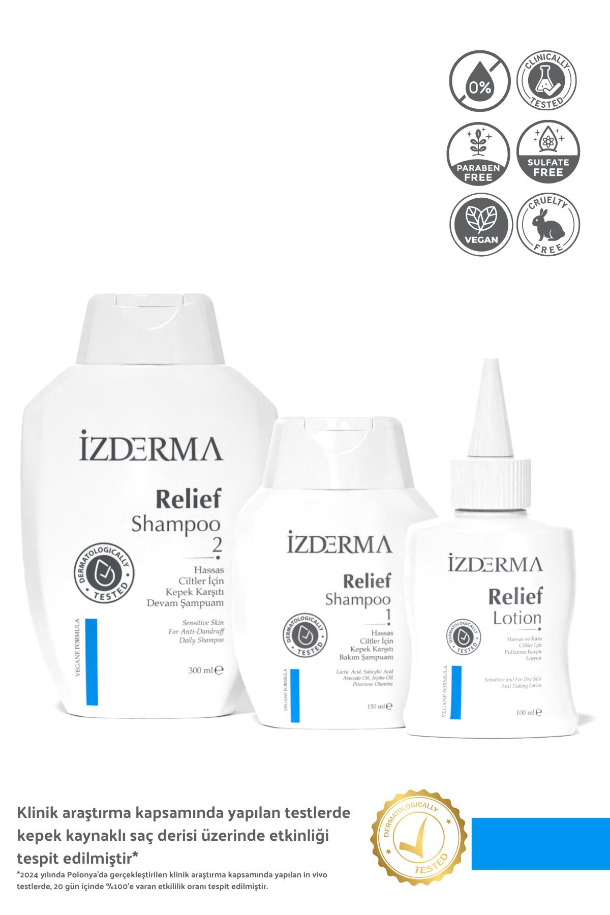 izderma Relief Kepek, Kızarıklık, Kaşıntı Ve Pullanma Karşıtı 3'lü Set