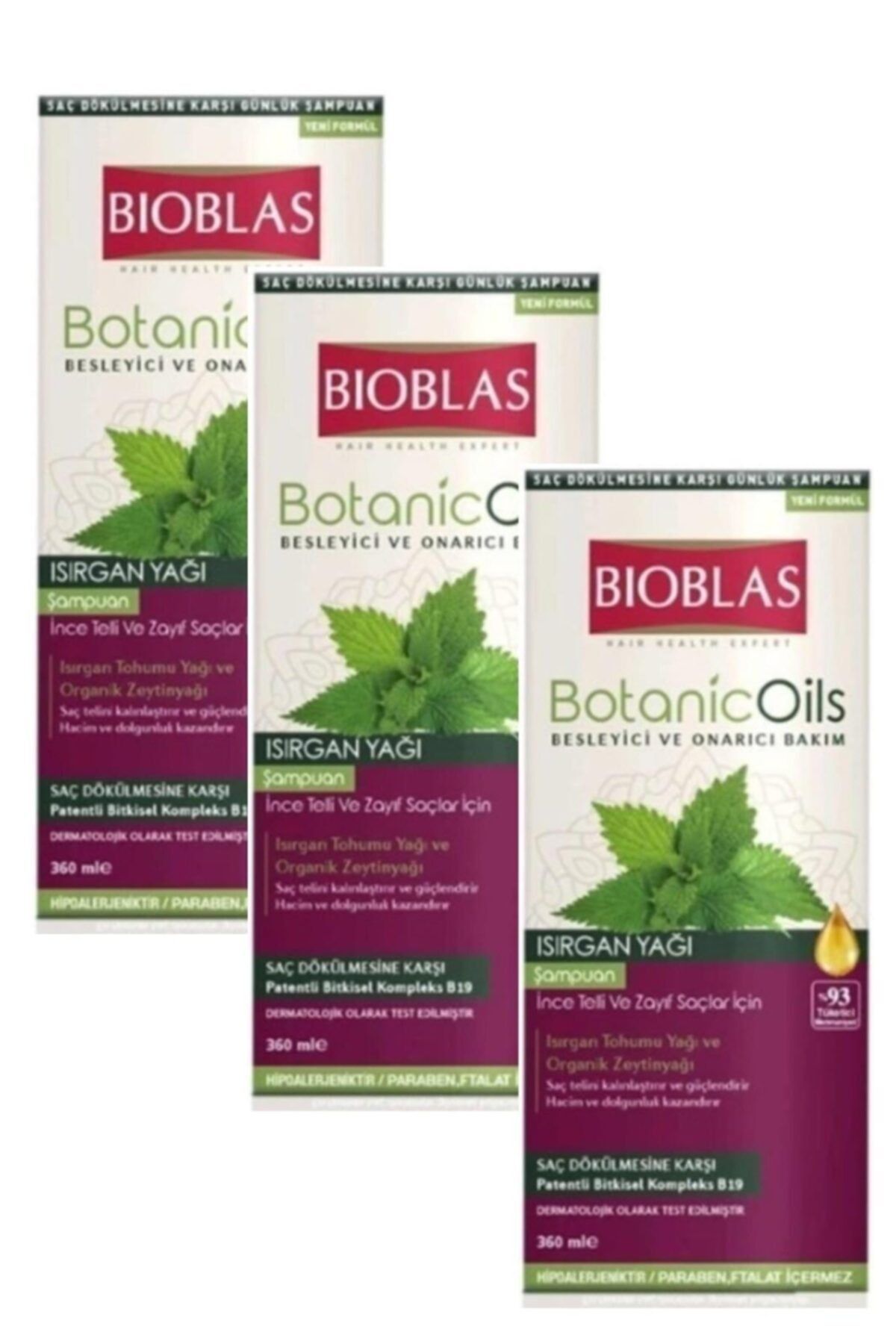 Bioblas Organic Oils Şampuan 360 Ml Isırgan Yağı X 3 Adet