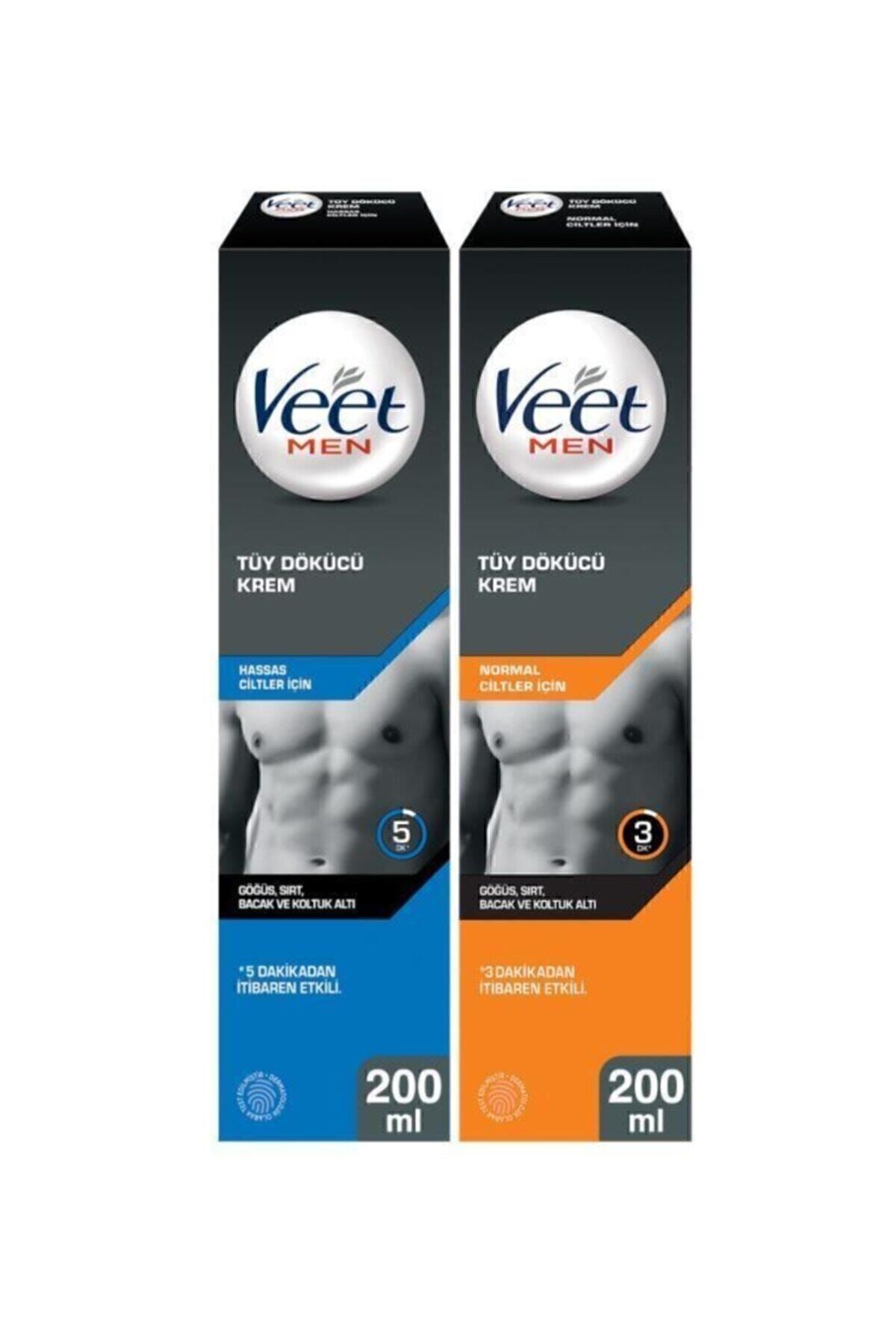 Veet Men Erkeklere Özel Tüy Dökücü Krem Hassas Ciltler 200ml + Normal Ciltler Tüy Dökücü Krem 200 ml