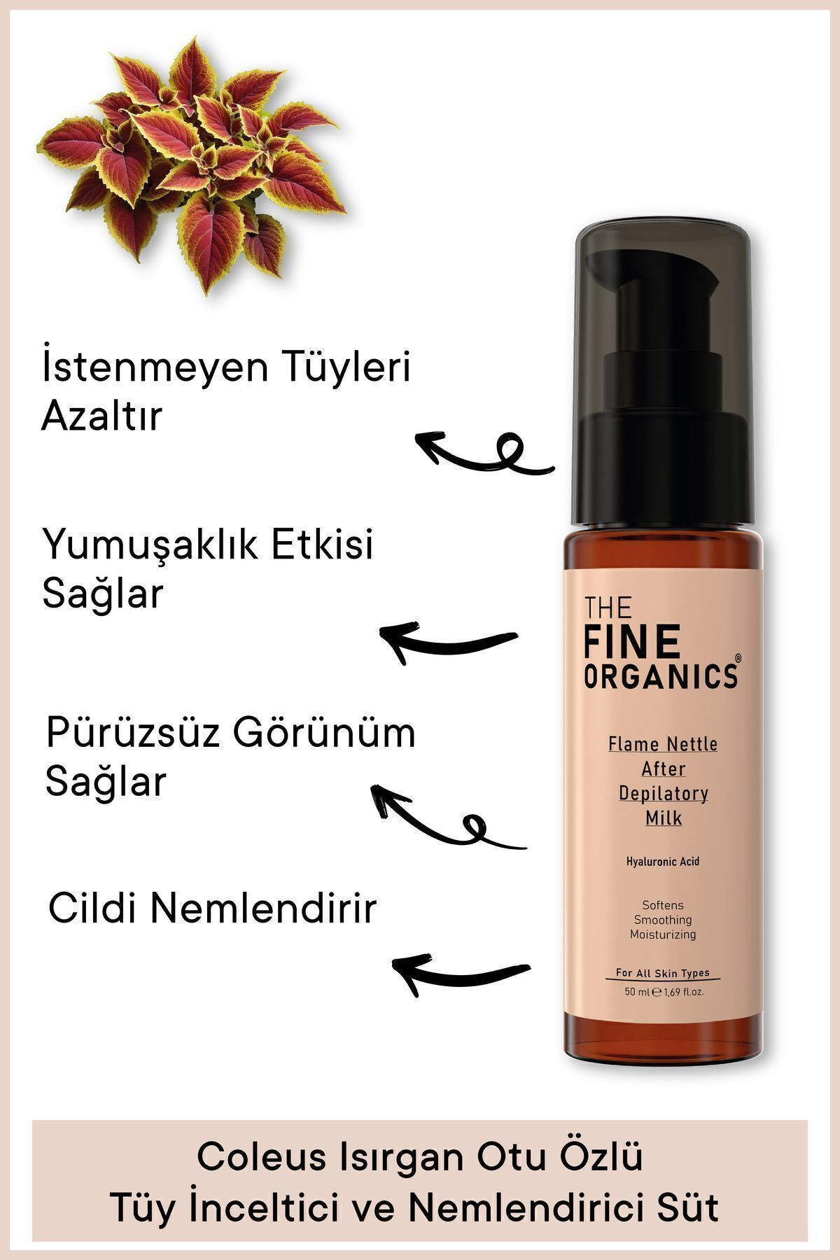 THE FINE ORGANICS Isırgan Otu Özlü Tüy Inceltici Ve Nemlendirici Bakım Sütü, 50 ml