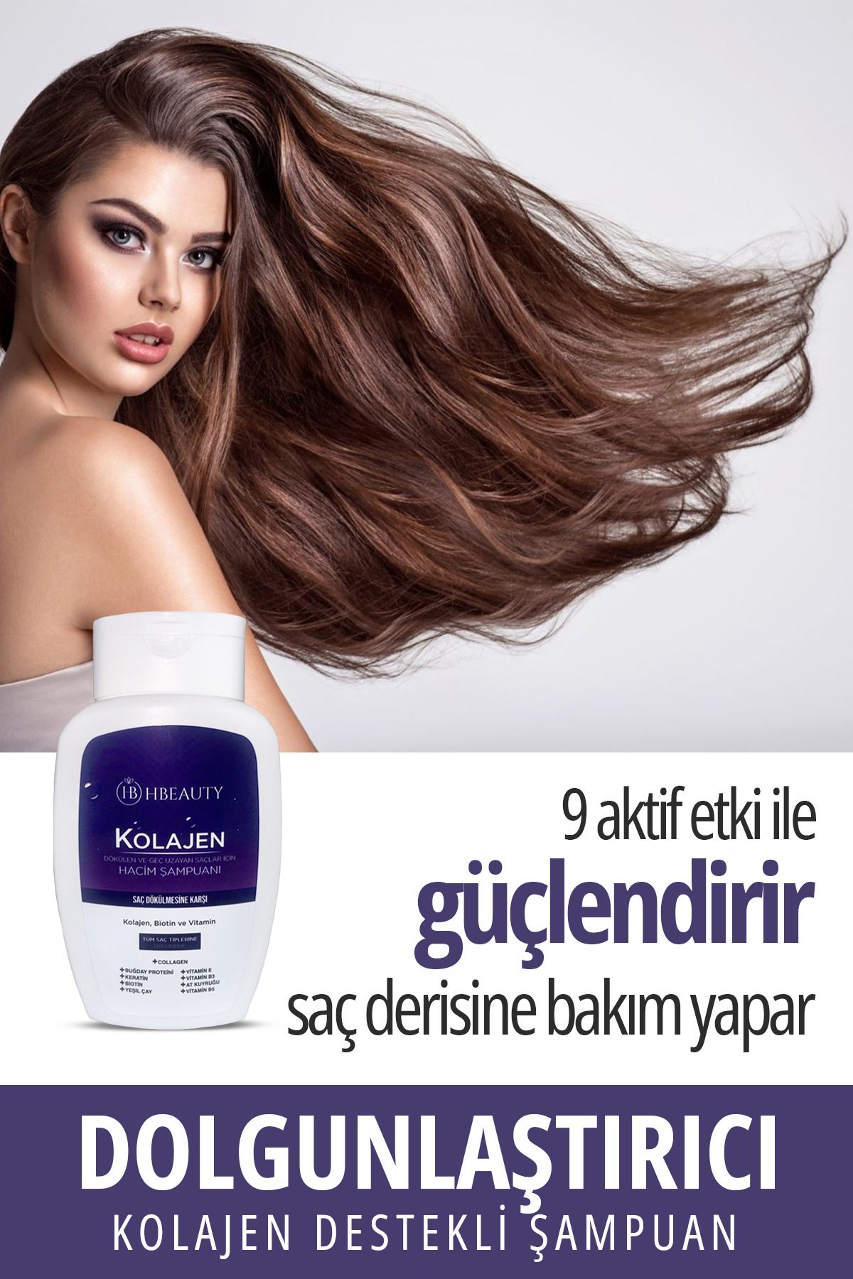 HBEAUTY Kolajen Ve Keratin Saç Dökülmesine Karşı Hızlı Sac Uzatan Dolgunlaştırıcı Onarıcı Besleyici Şampuan