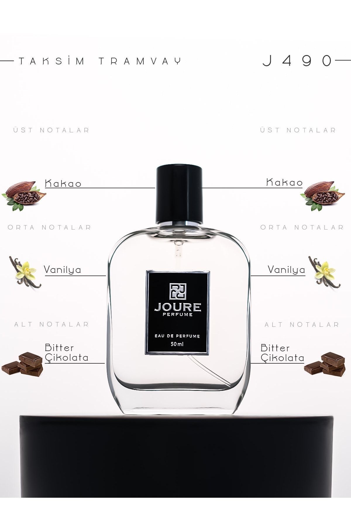 JOURE PERFUME Joure - J490vanilya Kakao Bitter Çikolata Kokulu 50ml Kalıcı Edp Unısex Parfüm