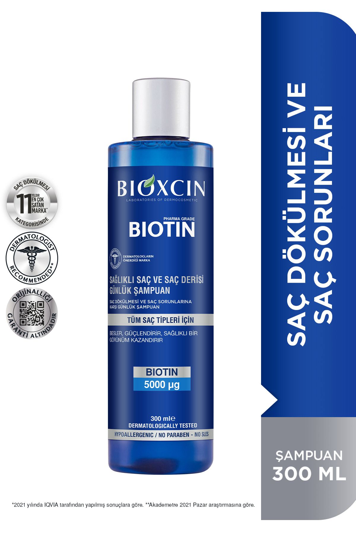 Bioxcin Biotin Günlük Şampuan 300 Ml - Hassas Saç ve Saç Derisi Yatıştırıcı Hipoalerjenik Arındırıcı