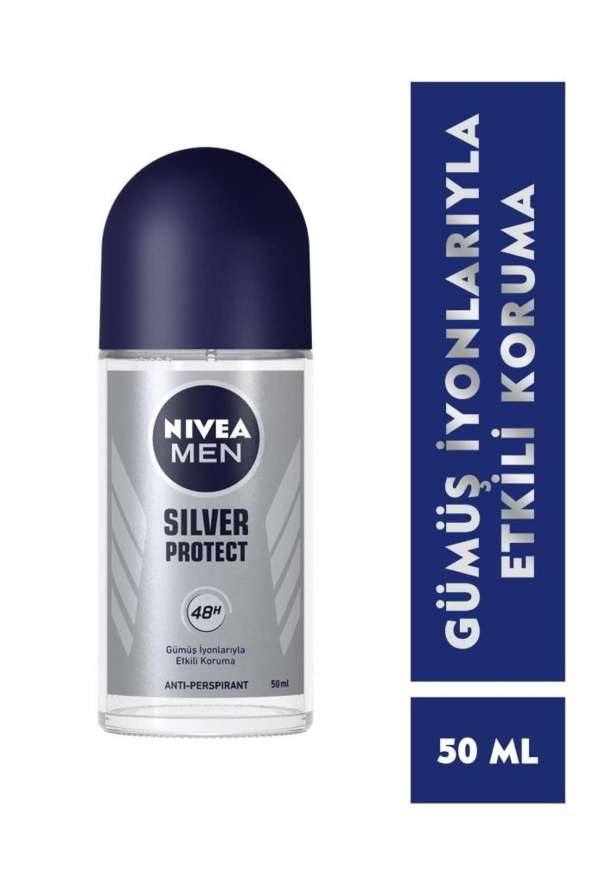 NIVEA Men Erkek Roll-on Deodorant Silver Protect 50ml, 48 Saat Anti-perspirant Koruma, Etkili Koruma