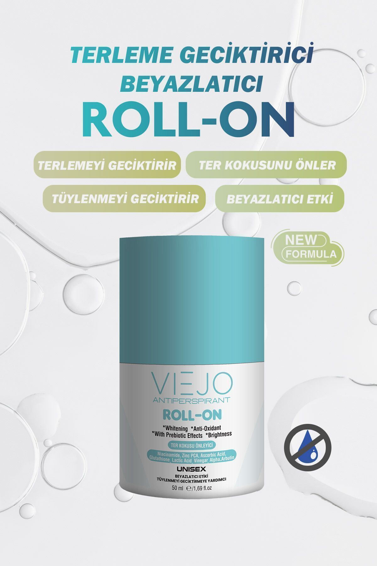 Viejo Koltuk Altı, El, Ayak Terleme Antiperspirant Beyazlatıcı Etkili Unisex Roll-on 50 ml