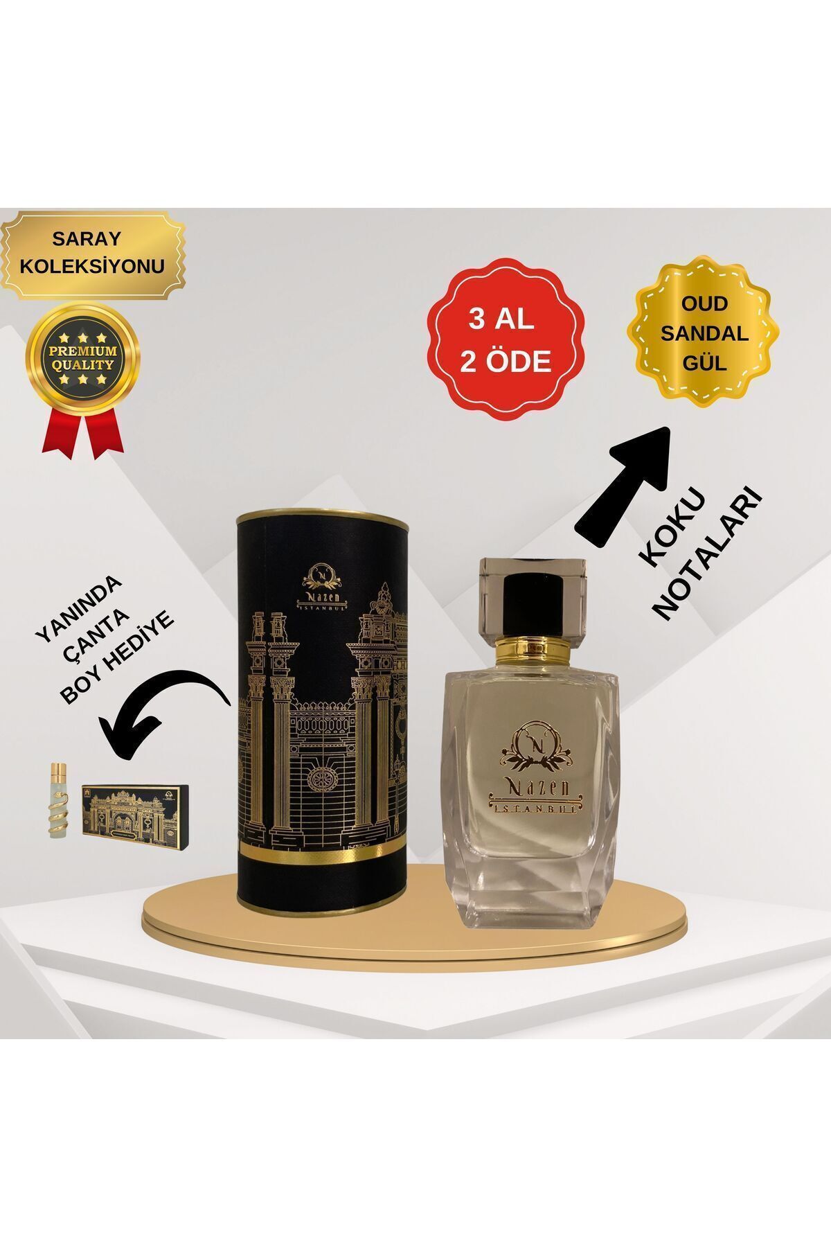 Nazen İstanbul Saray Koleksiyonu Oud - Sandal - Gül Premium Intense 100 ml Unisex Parfüm