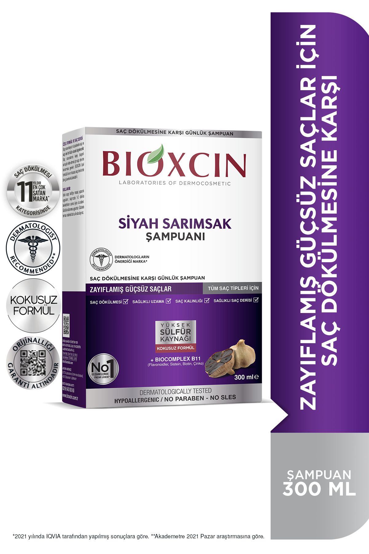 Bioxcin Siyah Sarımsak Şampuanı 300 Ml - Dökülme ve İncelme Karşıtı Şampuan