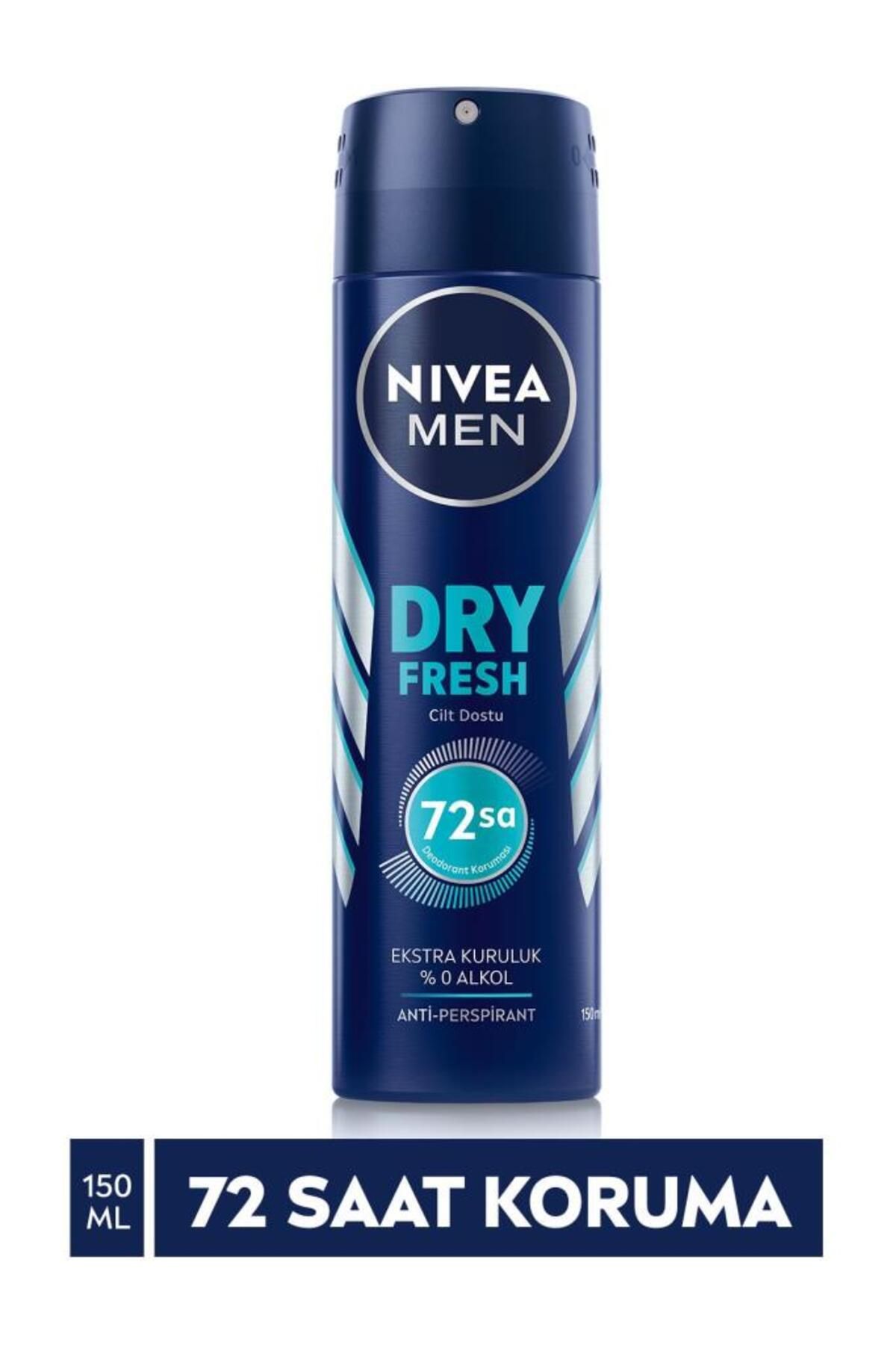 NIVEA Men Erkek Sprey Deodorant Dry Fresh 150ml, 72 Saat Anti-perspirant Koruma, Ekstra Kuruluk