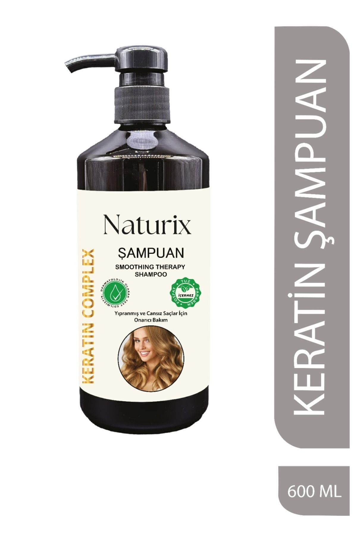 Naturix Yıpranmış Saçlar Tuzsuz Şampuan Keratin Şampuanı Keratinli Şampuan 600 ml