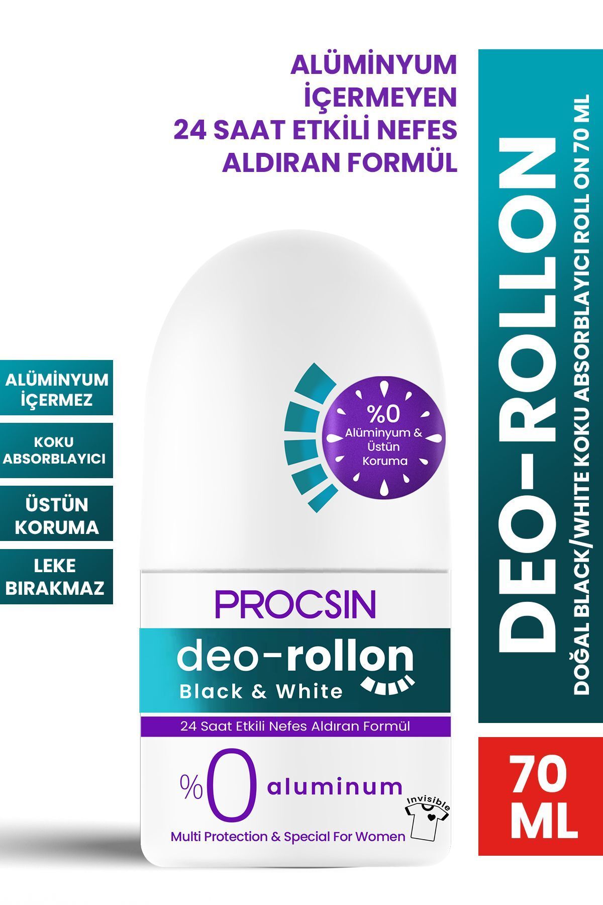 PROCSIN Doğal Black&White Koku Absorblayıcı Roll On 70 ML