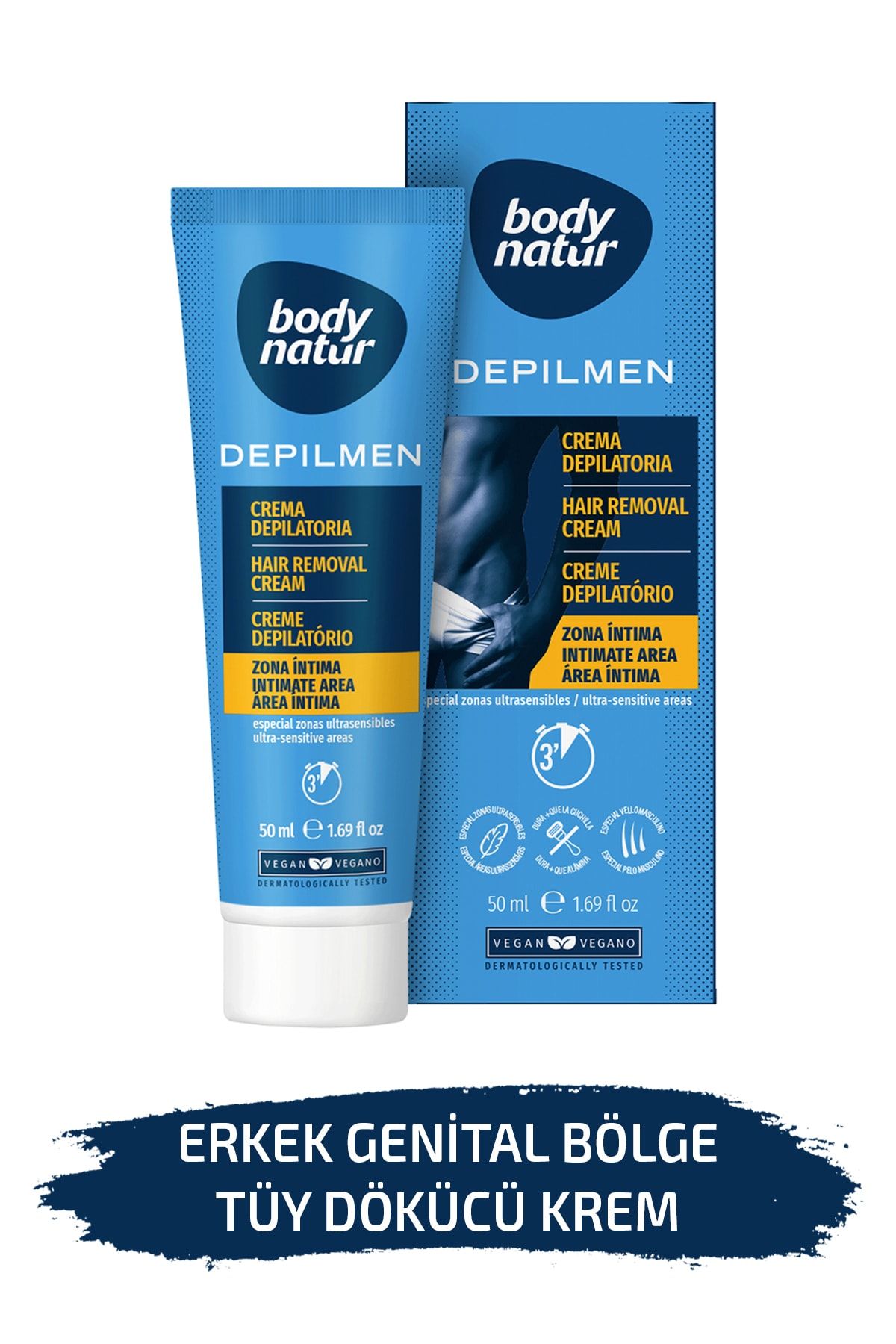 Body Natur Erkekler Için Genital Bölge Tüy Dökücü Krem – Hair Removal Cream 50ml